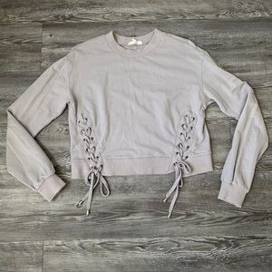 Women's Lace-Up Gray Top